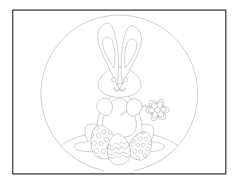 Bunny with Eggs and Flower Coloring