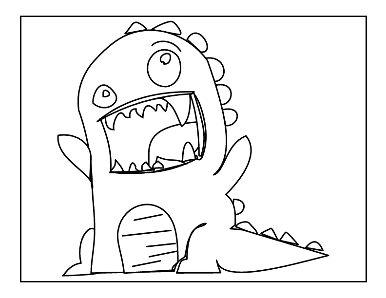 Scary cartoon dinosaur