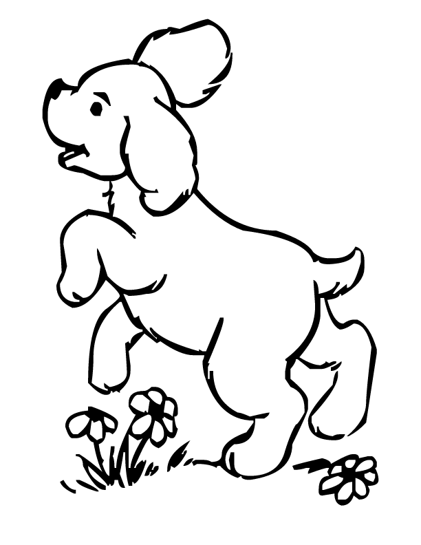 Jumping dog in garden coloring