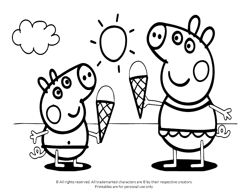 Peppa Pig with Ice Cream Coloring