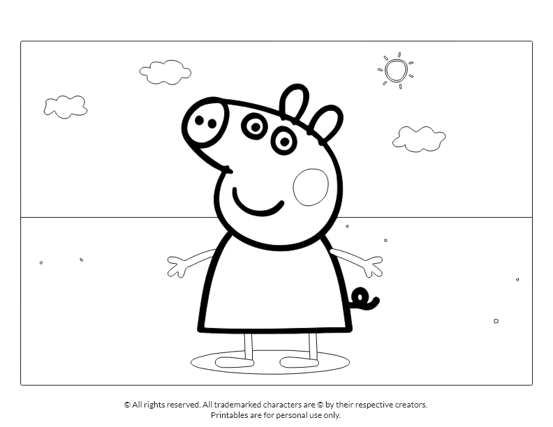 Peppa Pig with Sun and Clouds