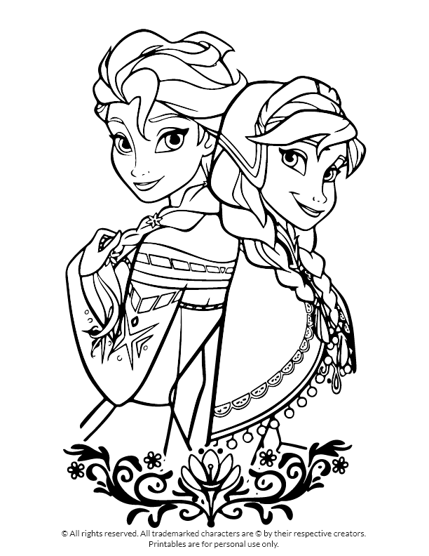 Elsa and Anna Poster Coloring
