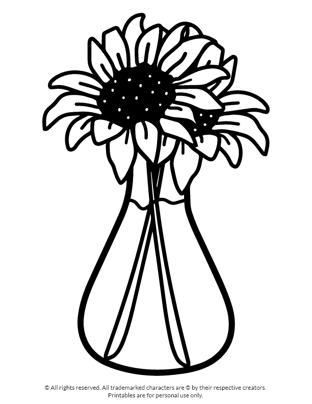 Sunflowers vase coloring