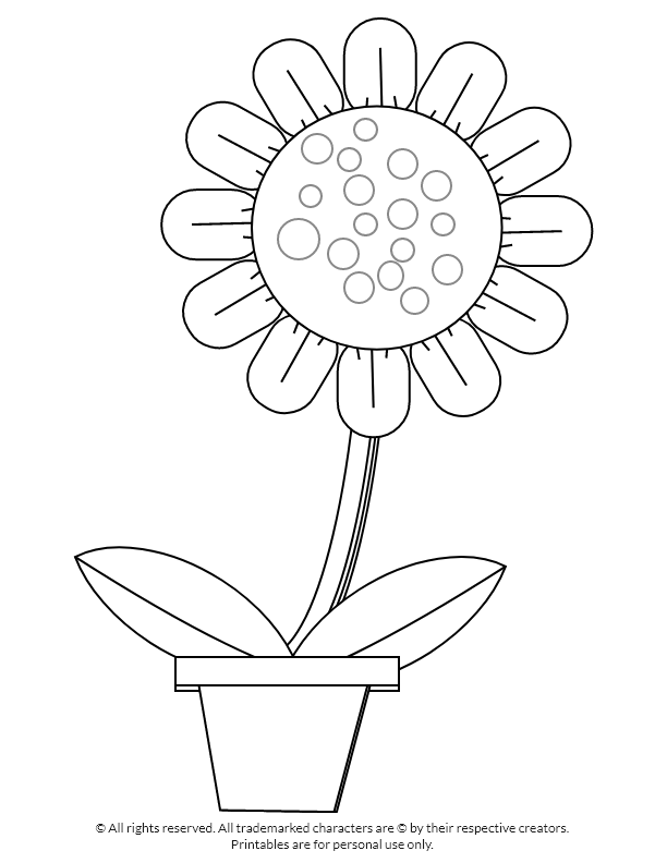 Cartoon Sunflower Pot Coloring
