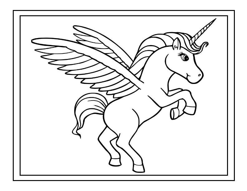 Unicorn with wings coloring